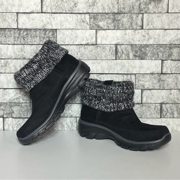 Skechers Womens 6 Black Suede Ankle Booties Memory Foam Comfort Fit - Picture 4 of 8
